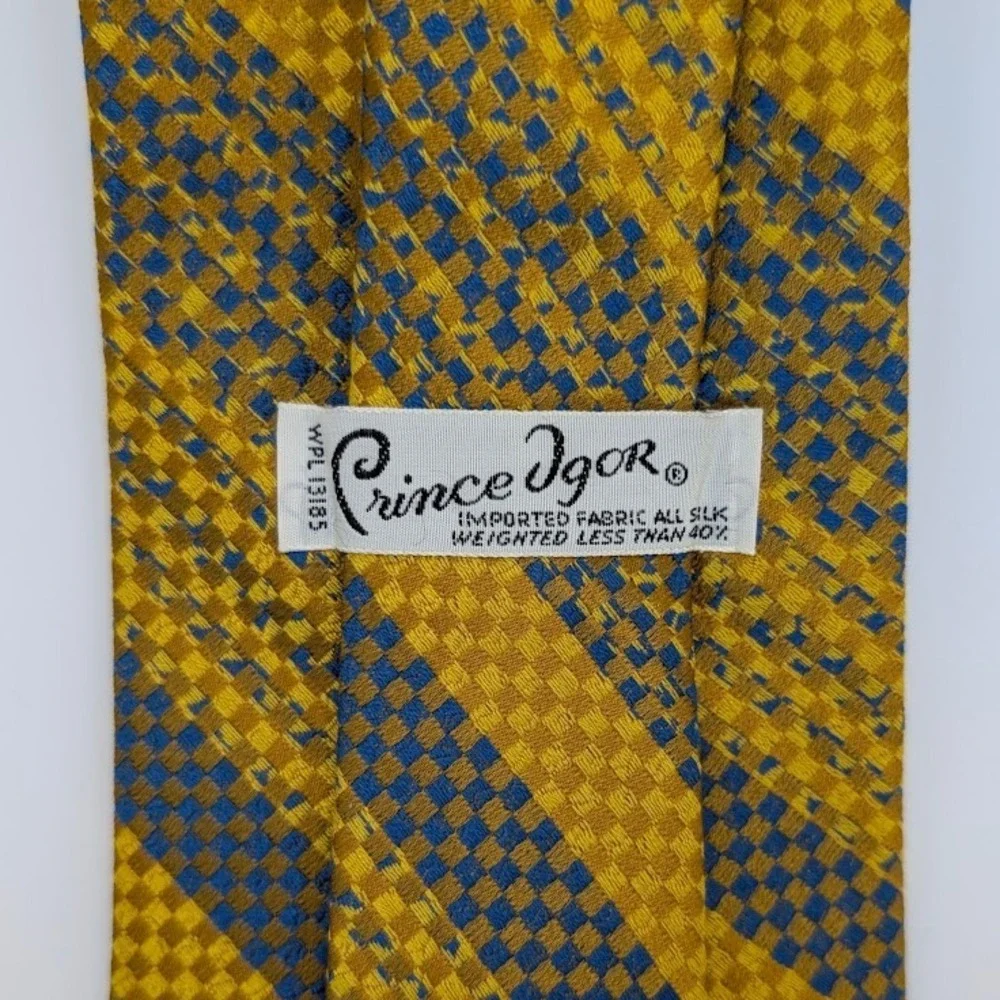 Vintage 70s Wide Tie Yellow Retro Short 4